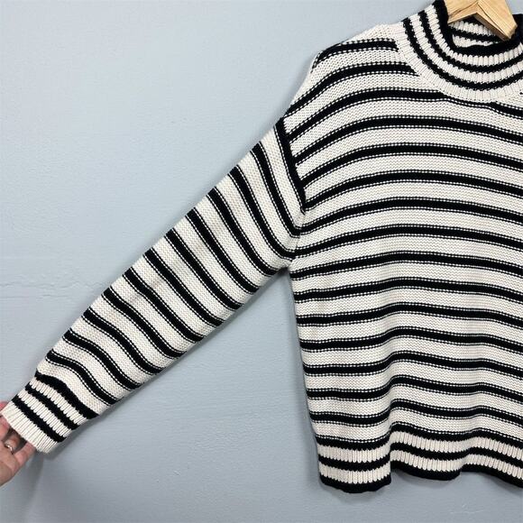 J.Crew Striped‎ Mockneck Sweater Size XL Jewel Rhinestone Twee Glam Preppy Heavy - Picture 6 of 11